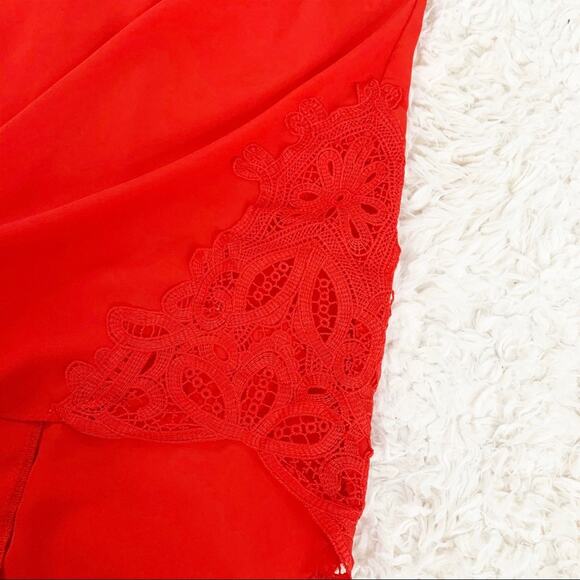 CATO EST 1946 Red Keyhole Back Lace Sides Blouse Medium - Picture 4 of 10